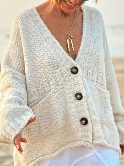 Pocketed V-Neck Cardigan