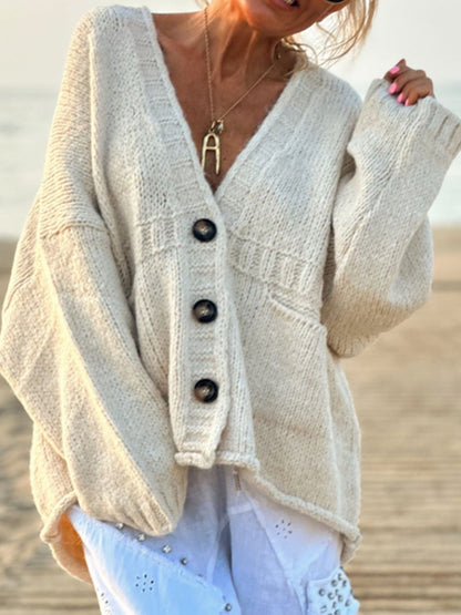 Pocketed V-Neck Cardigan