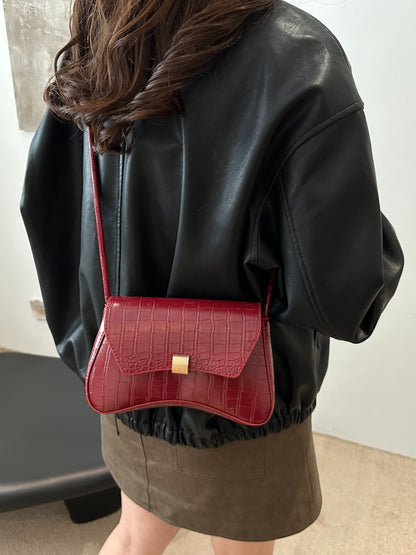 Leather Texture Crossbody Bag