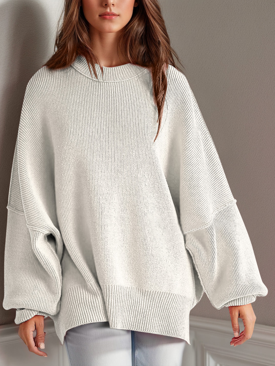 Side Slit Long Sleeve Sweater