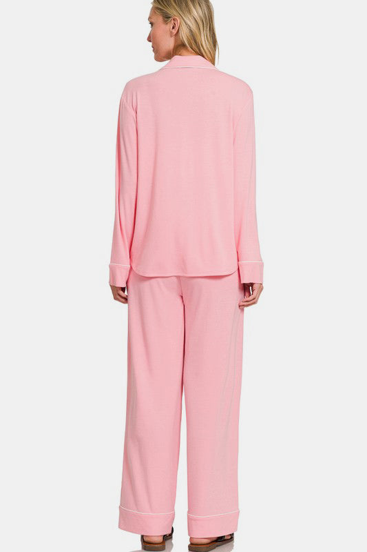 Pink Buttoned PJ Set