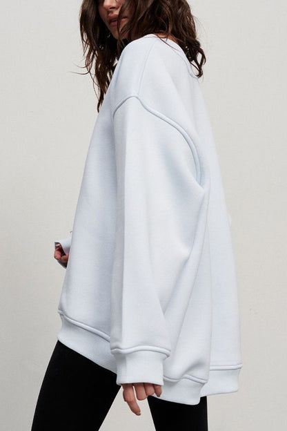 White Oversize Dropped Shoulder Sweatshirt