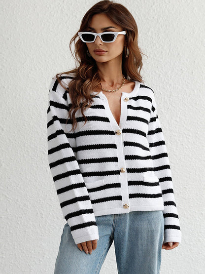 Striped Button Down Cardigan