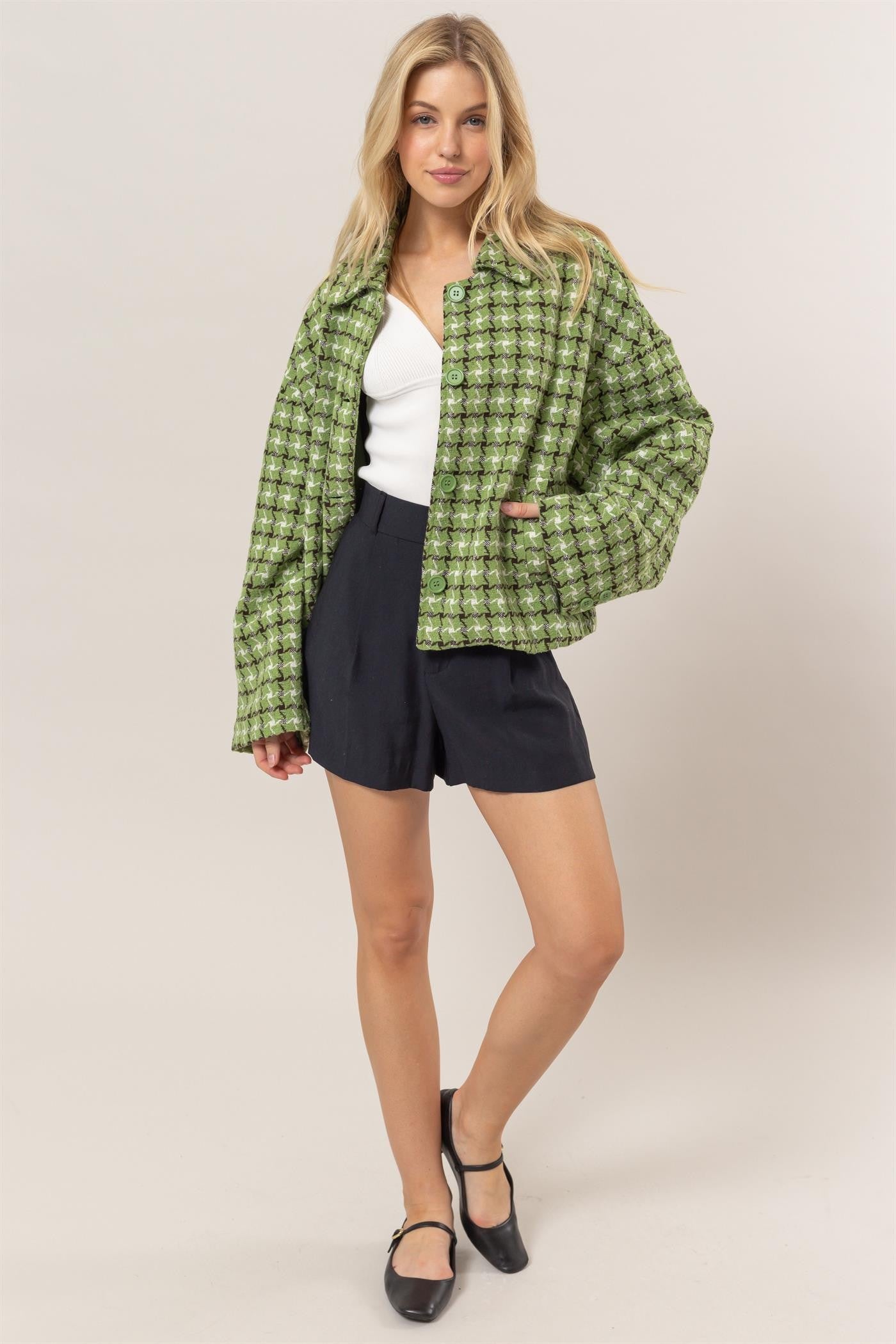 Green Tweed Plaid Jacket