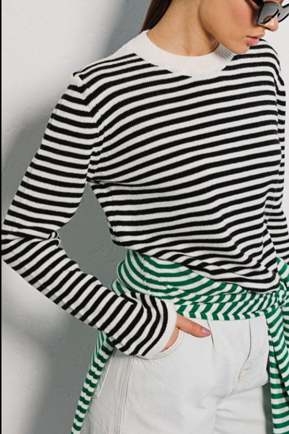 Black Striped Long Sleeve Sweater