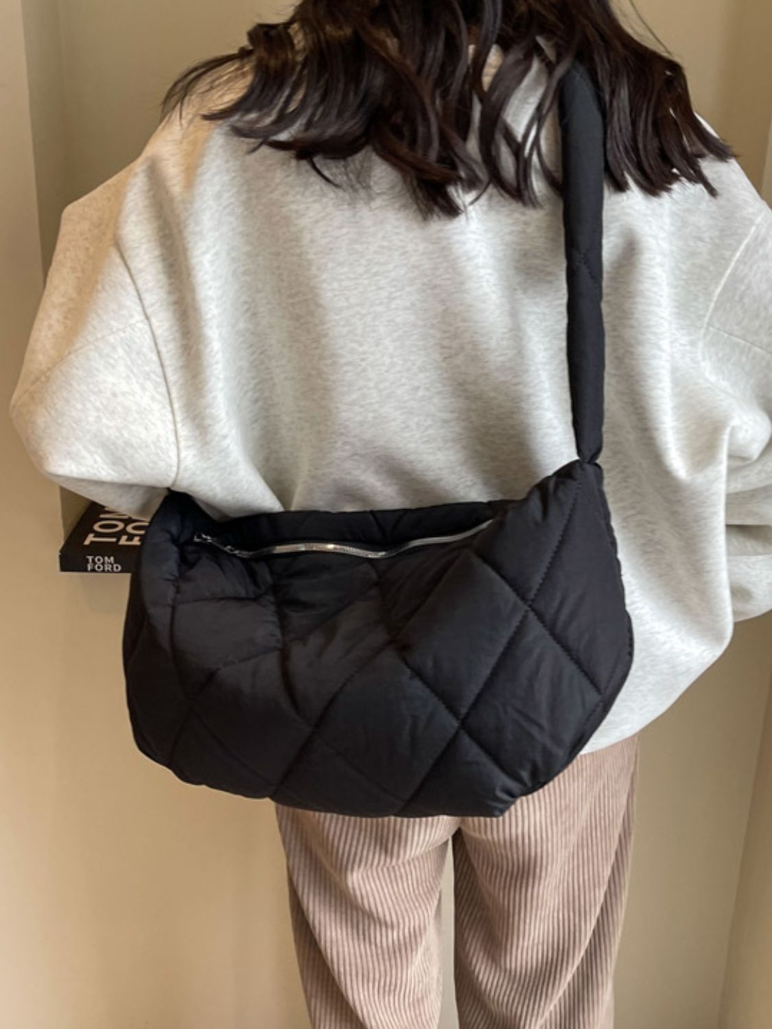 Quilted Polyester Crossbody Bag