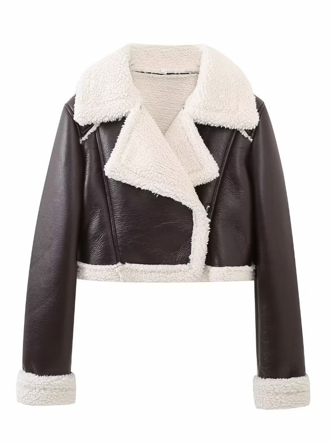 Collared Plush Cropped Jacket