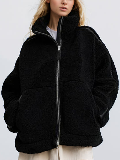 Zip Up Turtleneck Plush Jacket