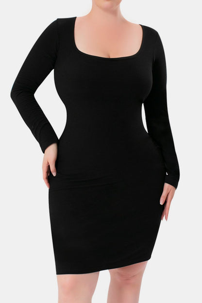 Built-In Shapewear Square Neck Dress