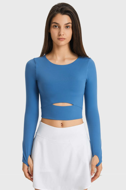 Cutout Long Sleeve Cropped Top