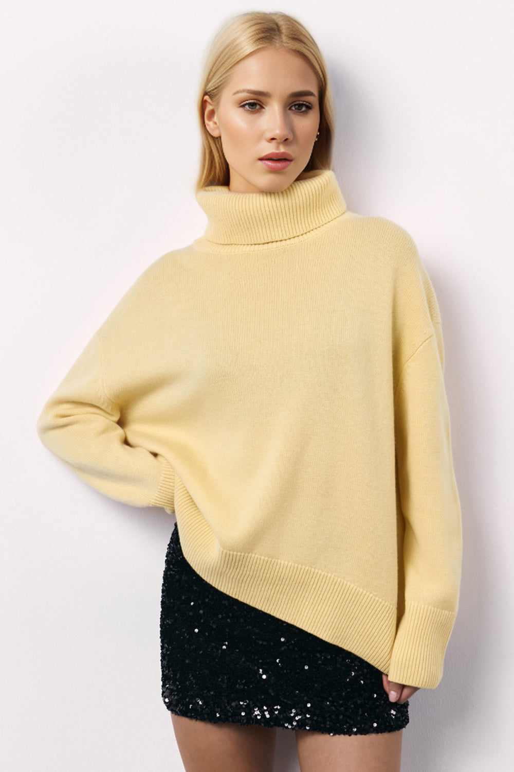 Turtleneck Dropped Shoulder Sweater