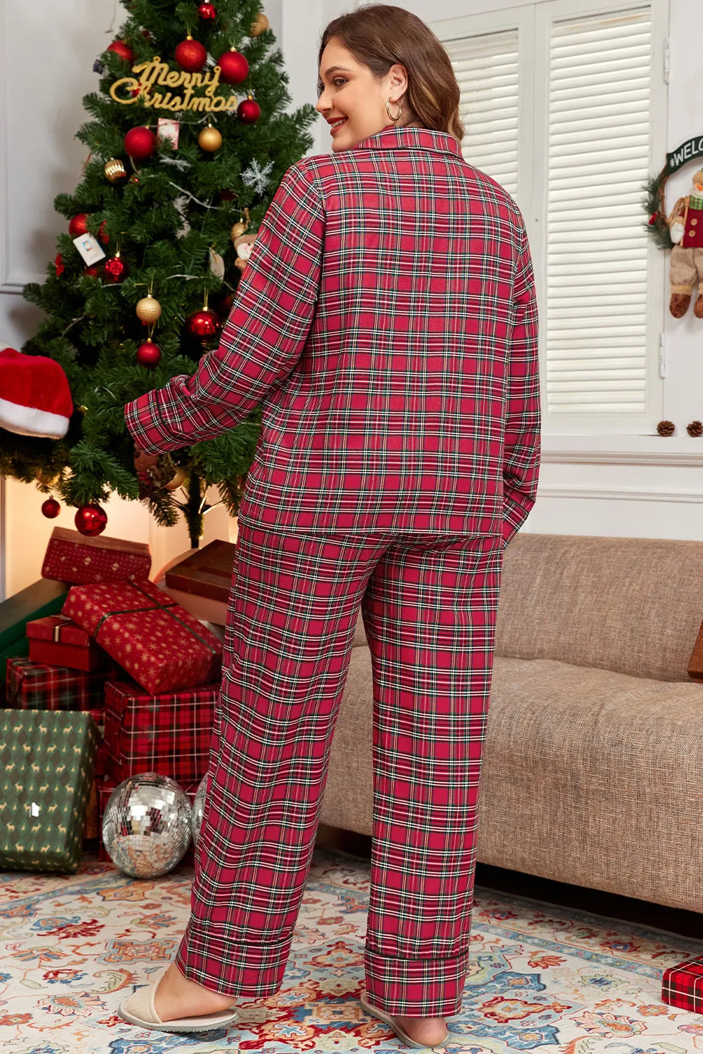 Red Plaid Lounge Set