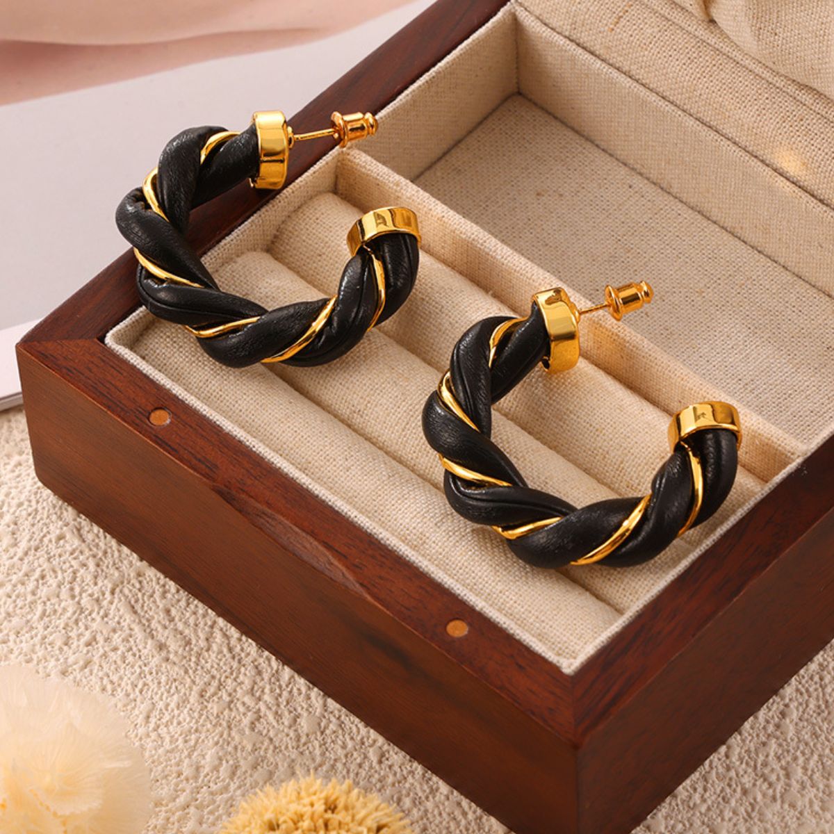 Twisted Leather Rope Earrings