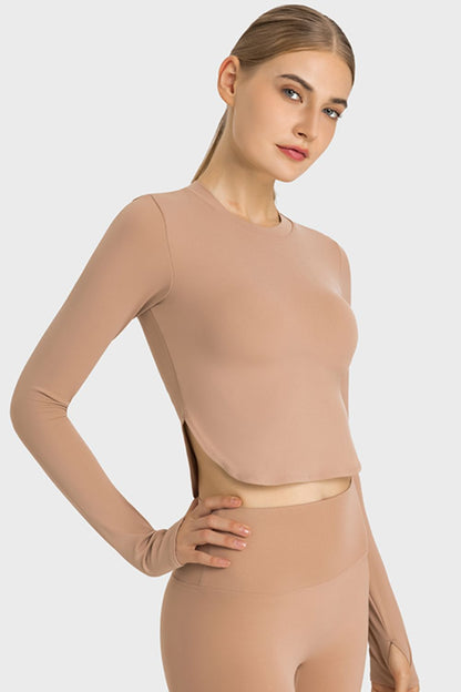 Side Slit Long Sleeve Top