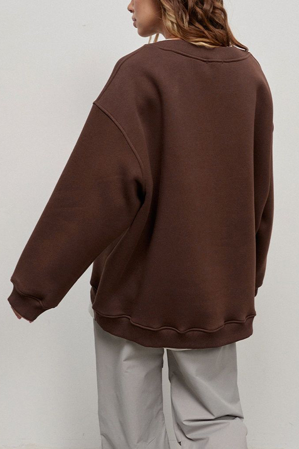 Brown Oversize Dropped Shoulder Sweatshirt