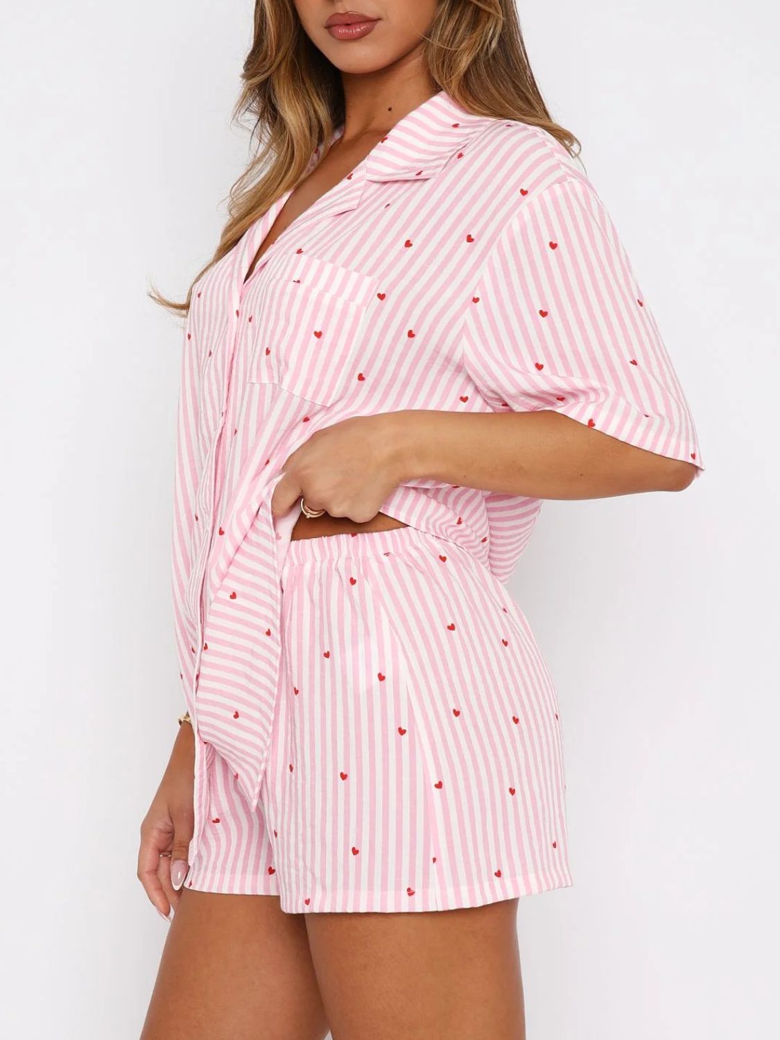 Valentine's Collared Top & Shorts Set