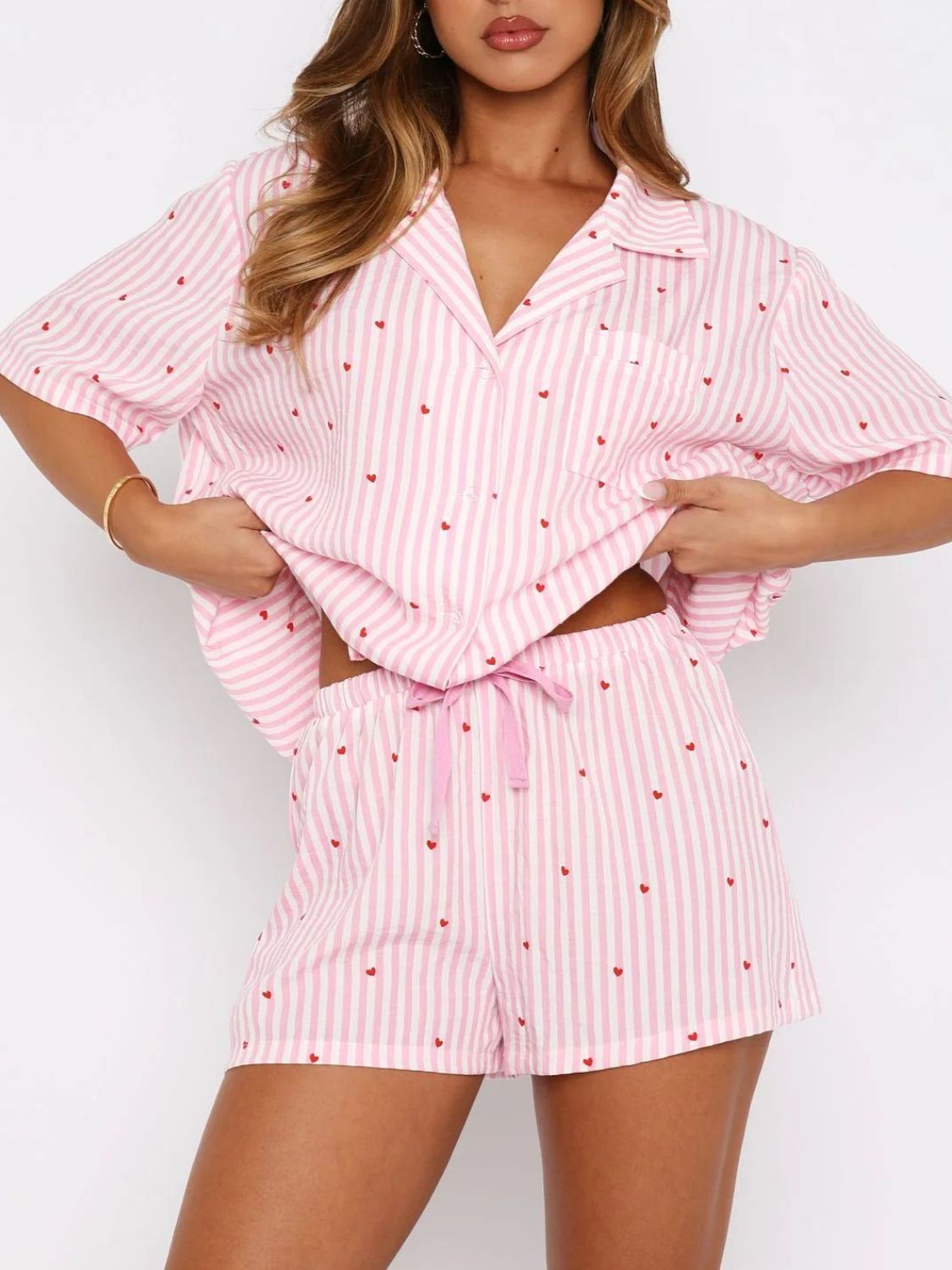 Valentine's Collared Top & Shorts Set