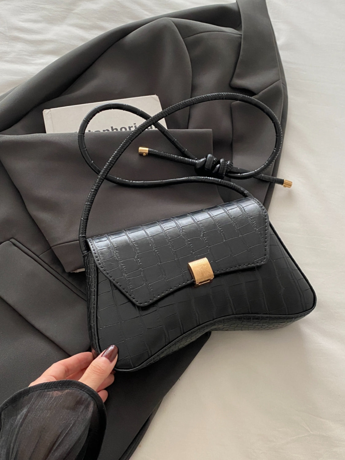 Leather Texture Crossbody Bag