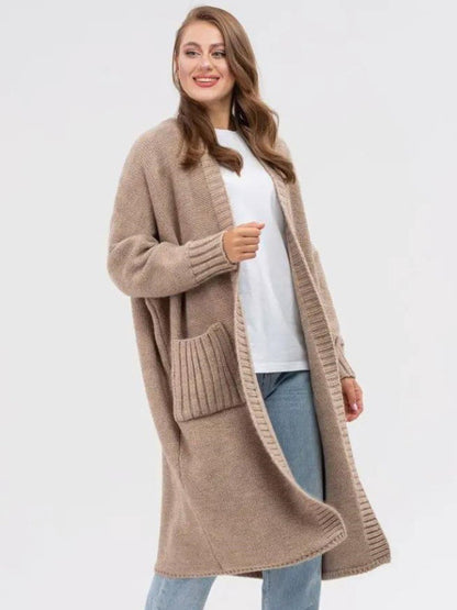 Pocketed Open Front Longline Cardigan