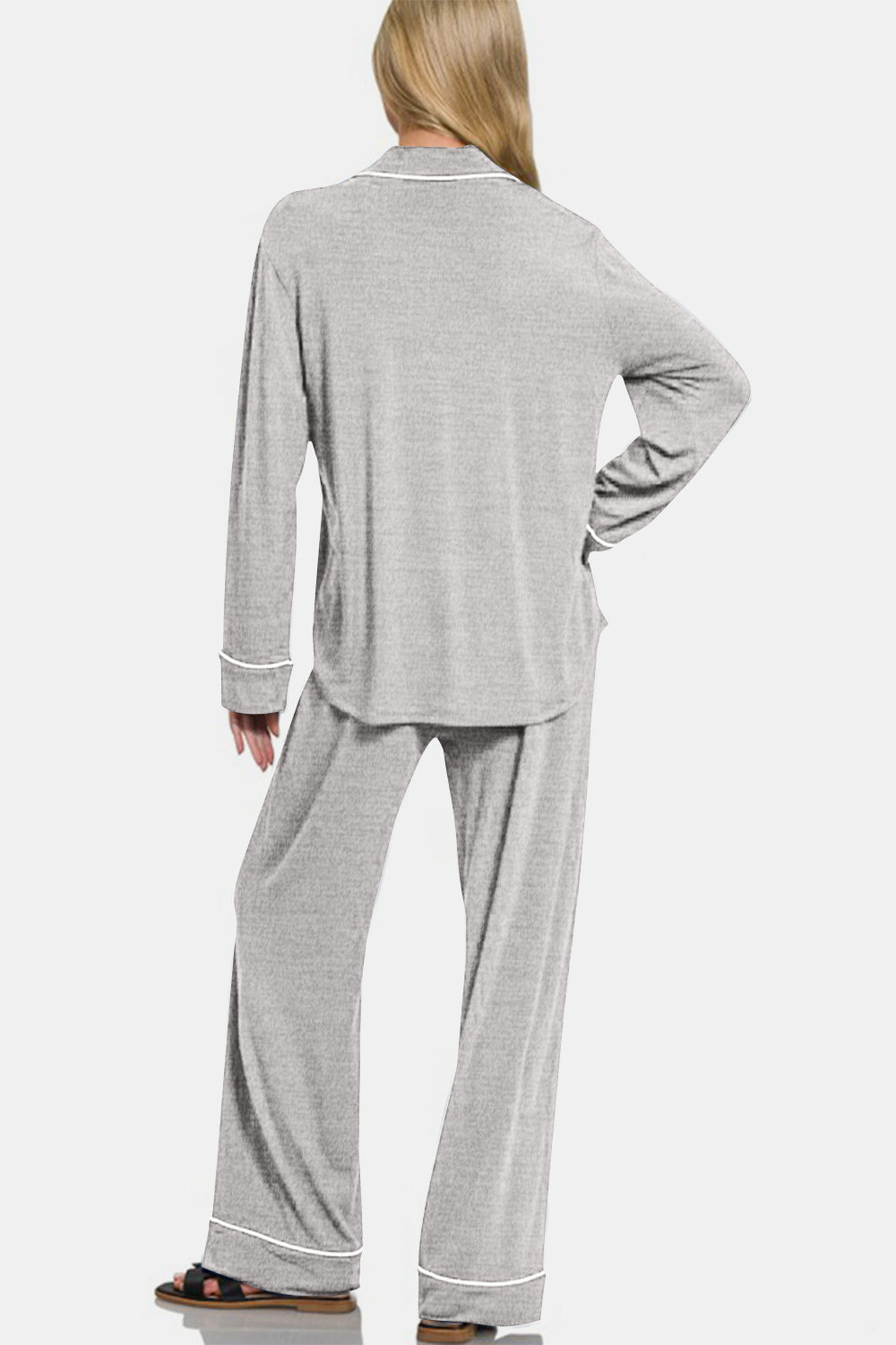 Light Gray Buttoned PJ Set