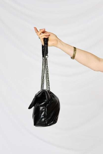 Black Leather Chain Handbag