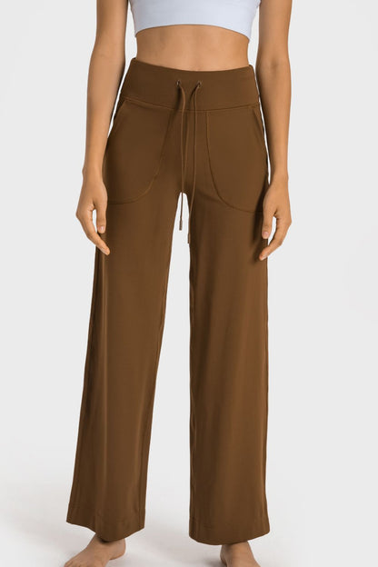 Drawstring Waist Wide Leg Pants