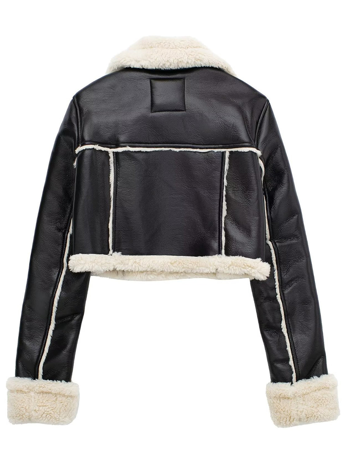 Collared Plush Cropped Jacket