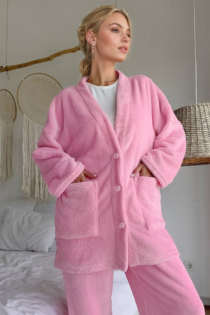 Pink Buttery-Soft V-Neck Set