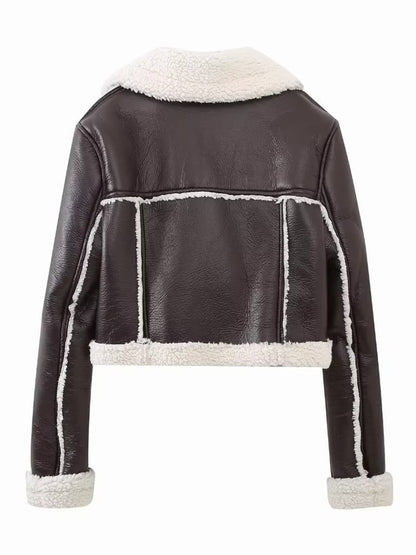 Collared Plush Cropped Jacket