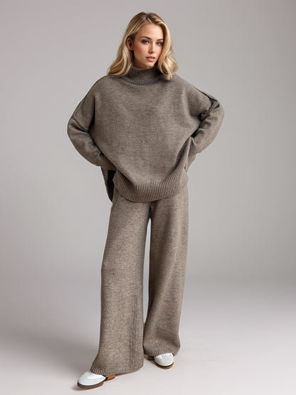 Slit Turtleneck Top and Pants Set