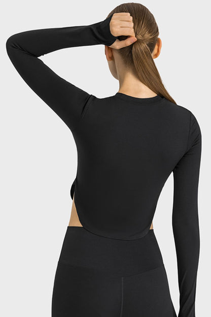 Side Slit Long Sleeve Top