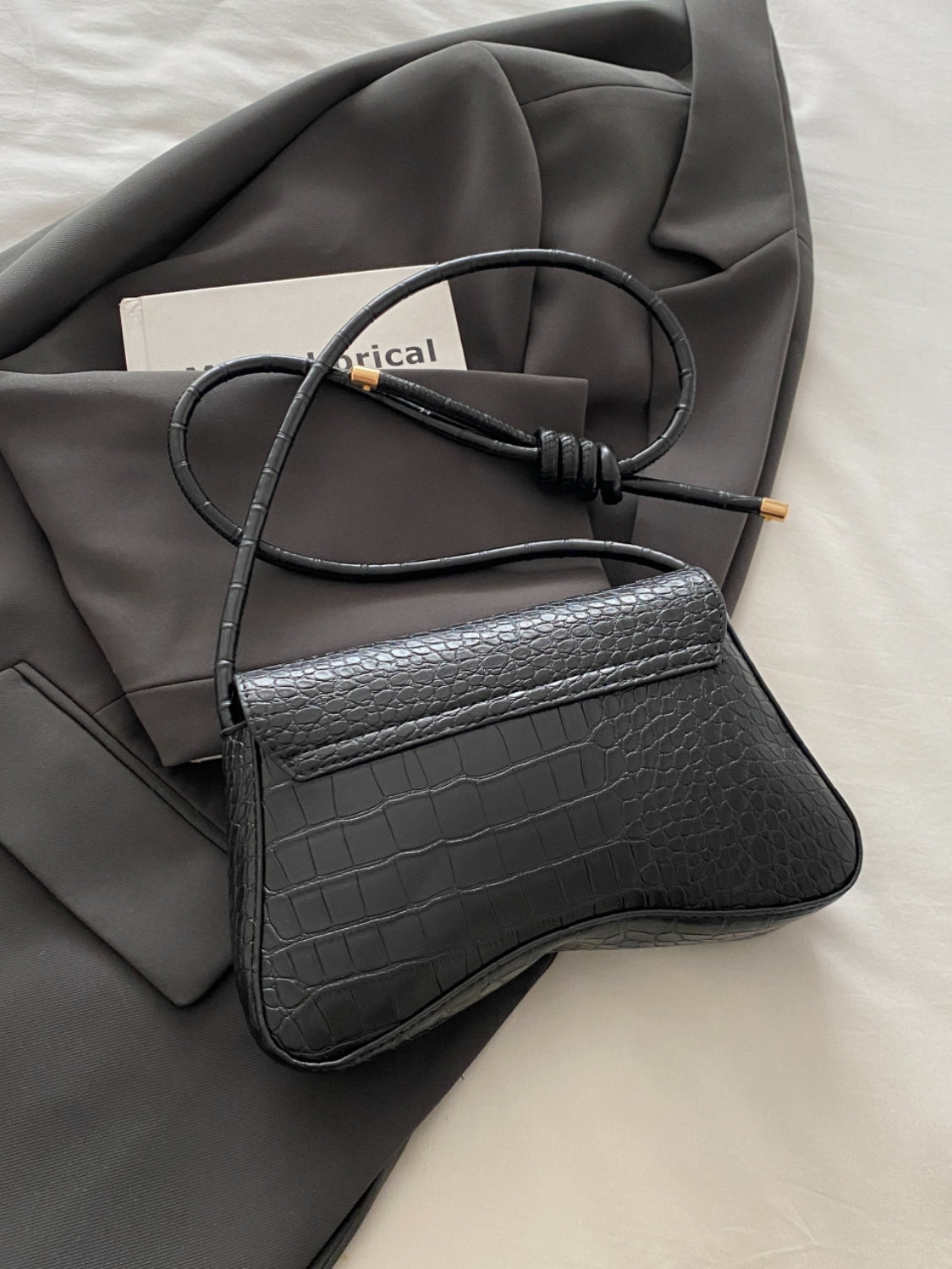 Leather Texture Crossbody Bag