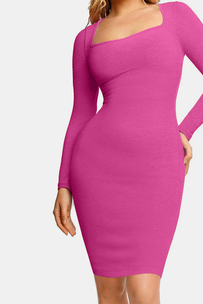 Built-In Shapewear Square Neck Dress