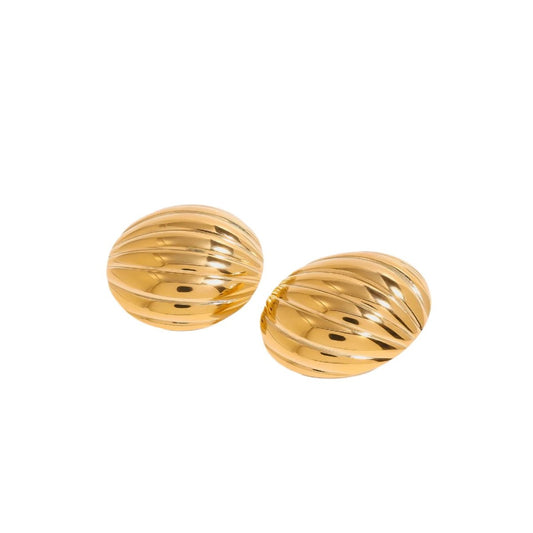 Gold Ribbed Earrings