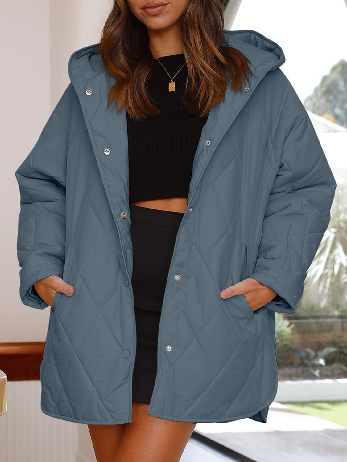 Snap Down Hooded Jacket