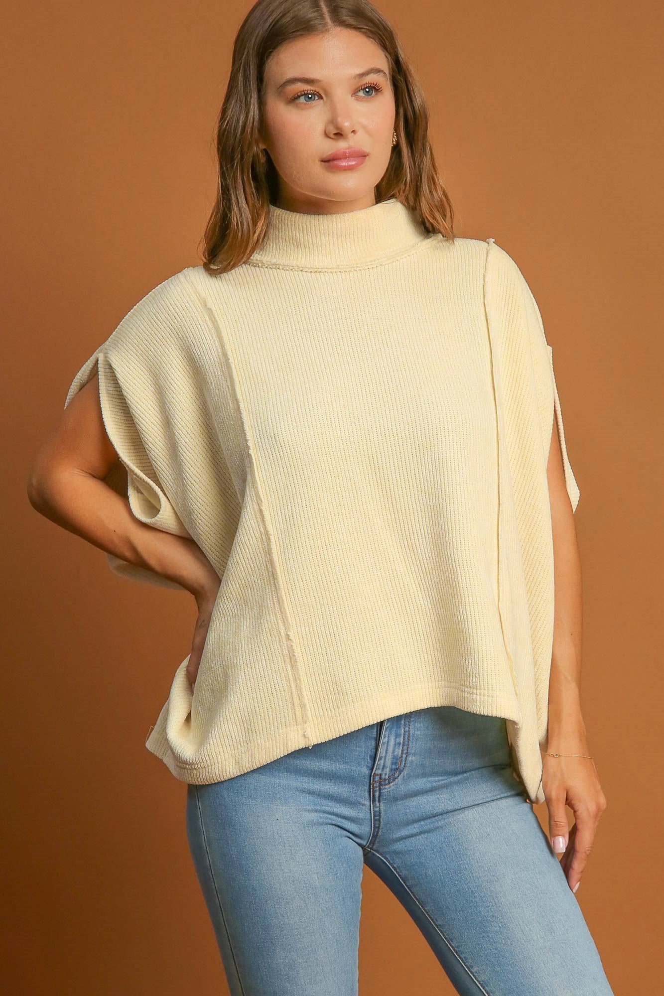 Cream Mock Neck Top