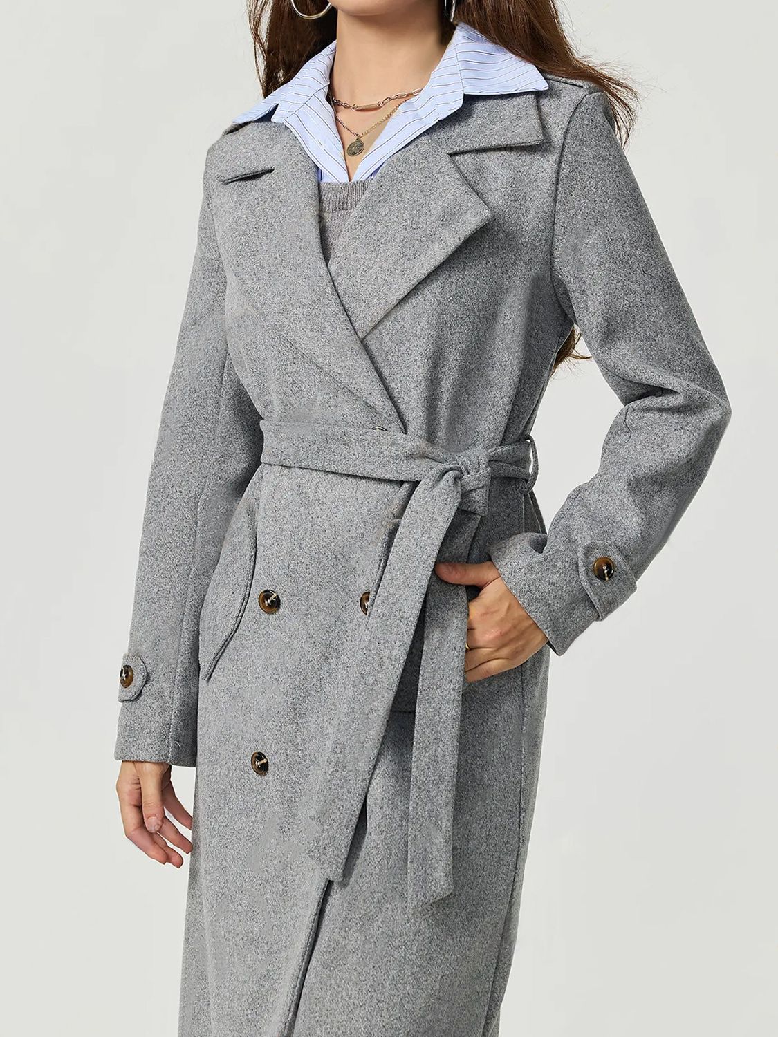 Gray Collared Longline Coat