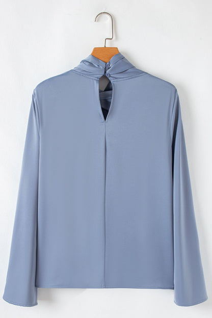 Blue Turtleneck Blouse