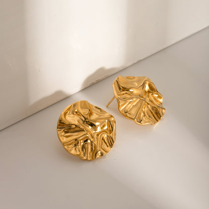 Gold Wave Stud Earrings