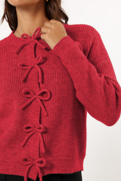 Red Bow Tied Cardigan