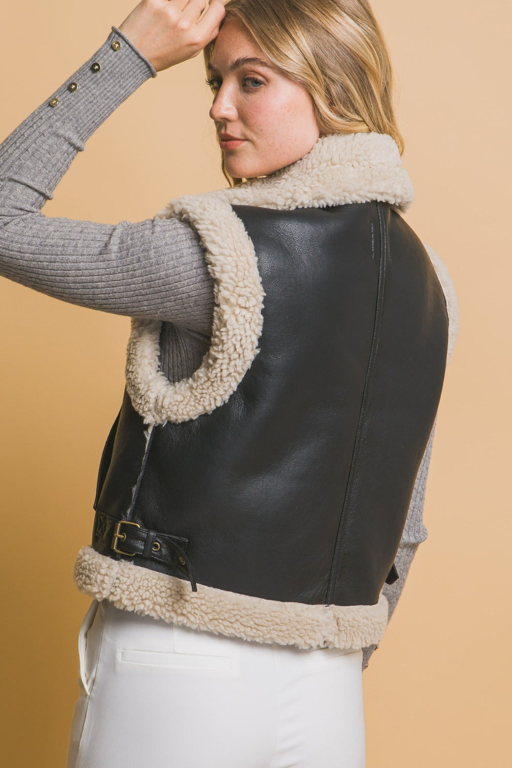 Black Sherpa Zip Up Vest