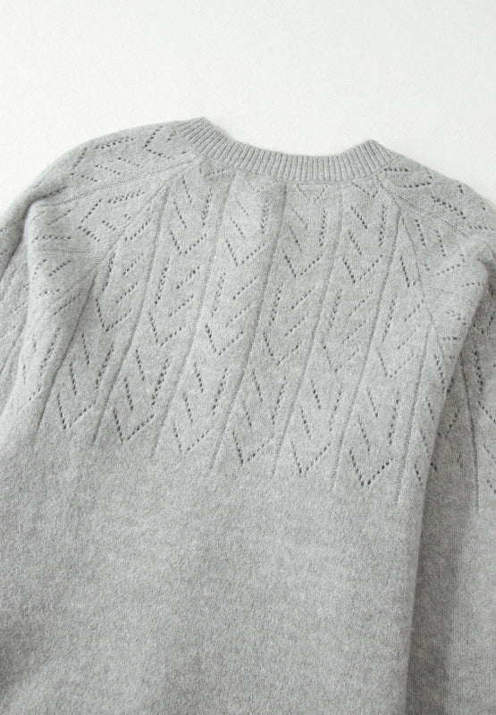 Openwork Pearl Buttons Cardigan