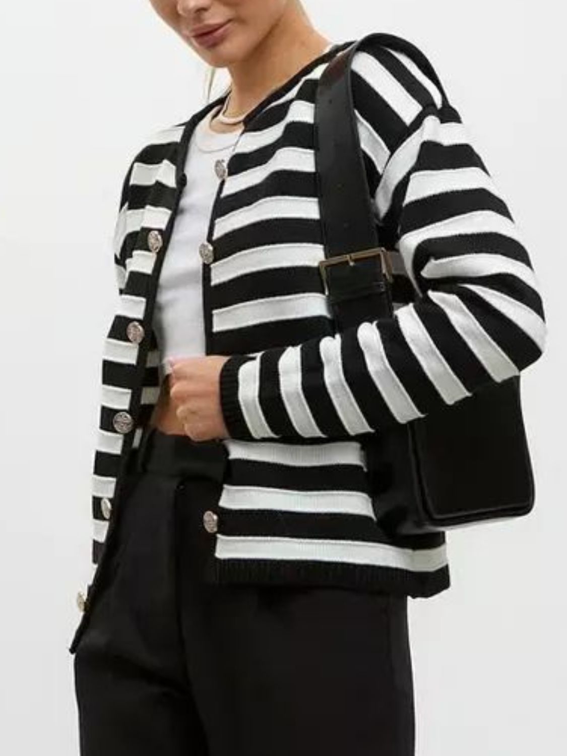 Black Striped Cardigan