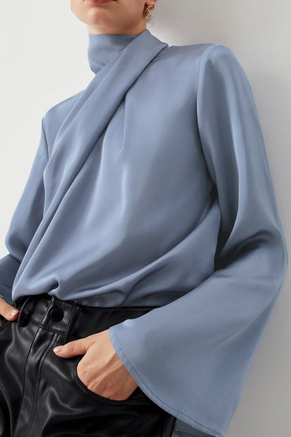 Blue Turtleneck Blouse