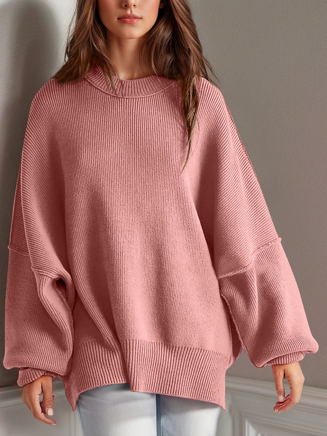 Side Slit Long Sleeve Sweater