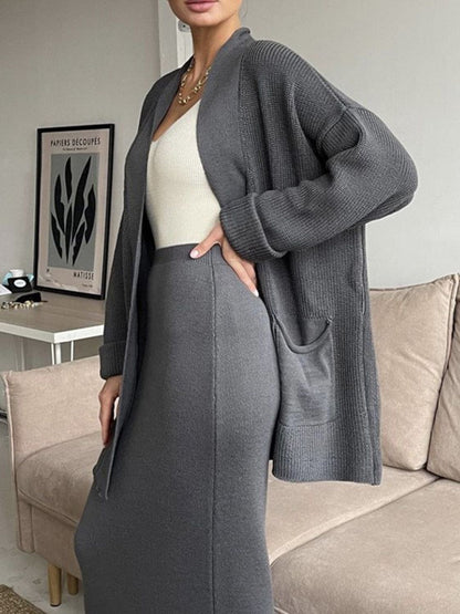 Cardigan and Skirt Sweater Set