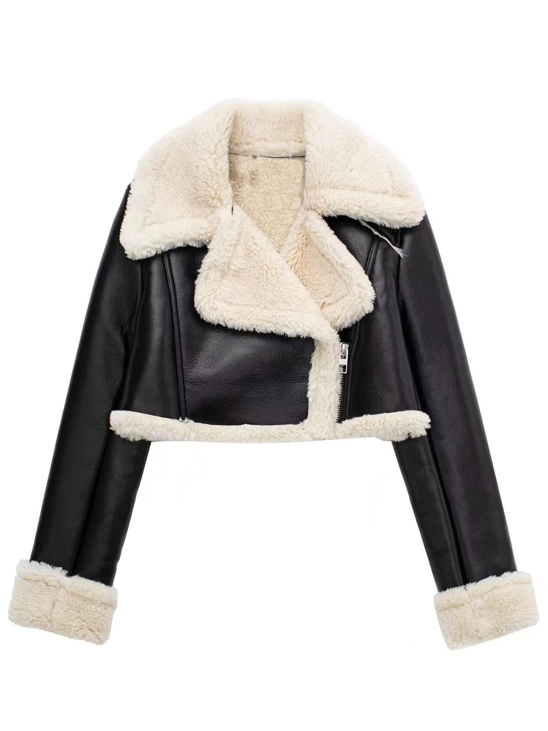 Collared Plush Cropped Jacket