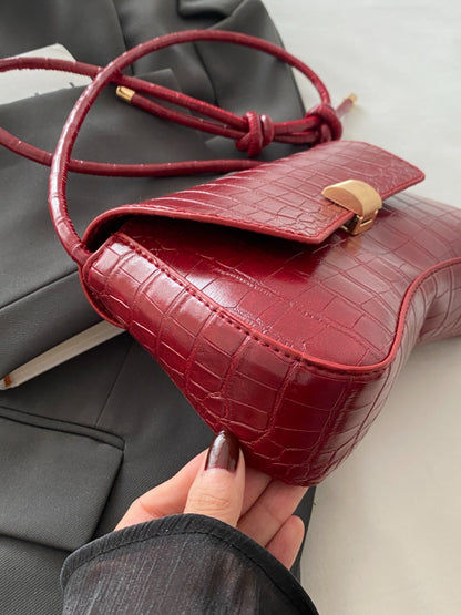 Leather Texture Crossbody Bag