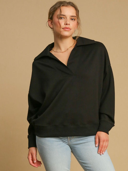 Black Collar Sweatshirt