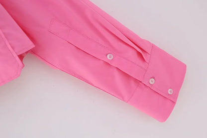 Pink Cropped Button Up Top